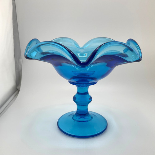 Vintage blue glass - blue, compote
