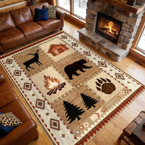 5x7 rustic cabin bear - rustic,