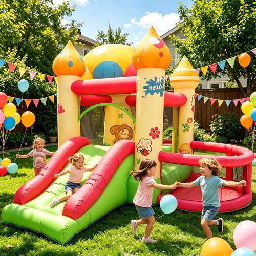 Cute mushroom bouncy castle - cute,