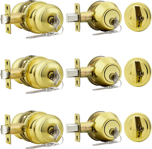 Polished brass door knob - brass, &