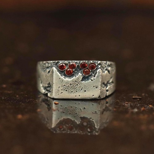 Mens garnet signet - garnet,