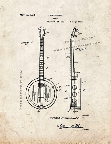 Banjo patent print old - banjo,