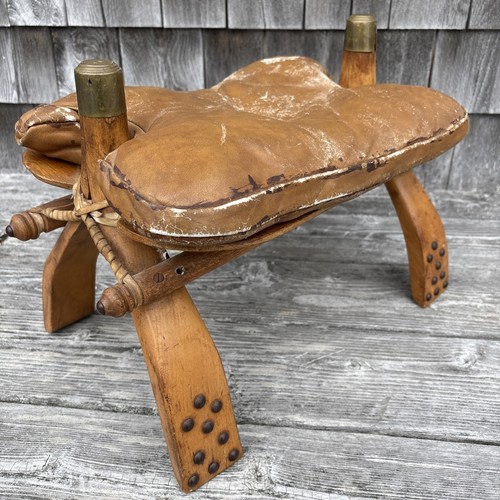 Vtg camel saddle stool - camel,