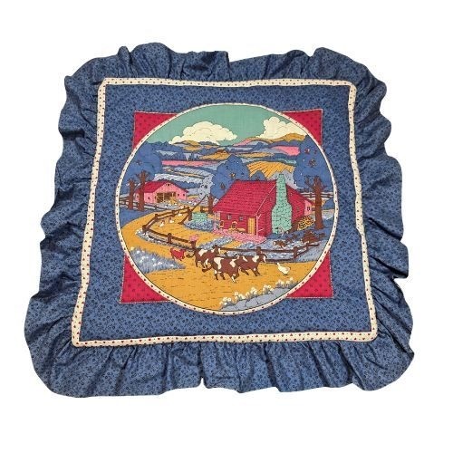 Vintage quilted farm scene - vintage,