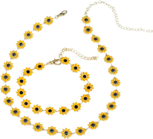 Daisy flower necklace and - flower,
