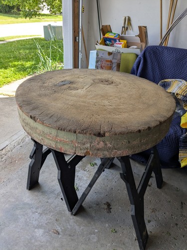 Antique salvaged wood round - antique,