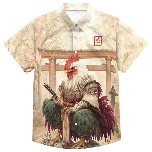 Mens samurai rooster hawaiian - mens,