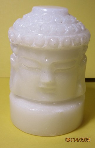 White buddha head glass - white, 3.25"