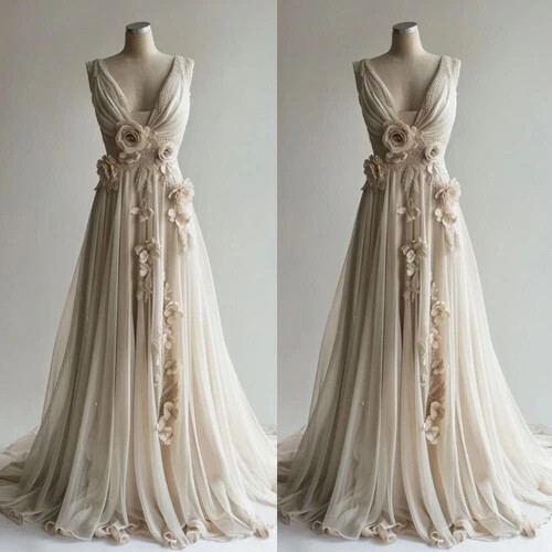 Vintage line neck wedding - a,