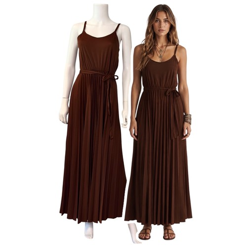Vtg chocolate brown pleated - vtg,