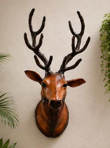 Andcrafted wooden deer - deer, head