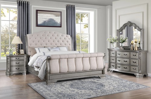 New 4pc upholstered queen king - upholstered,