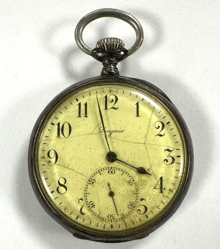 Antique longines silver open - antique,