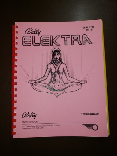 Bally elektra pinball manual - bally,