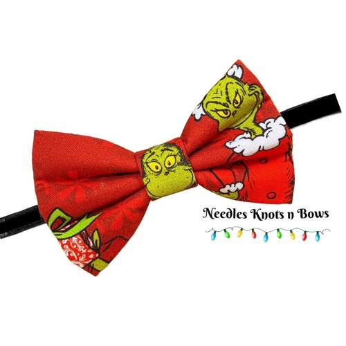 Red grinch bow tie christmas - bow, tie,