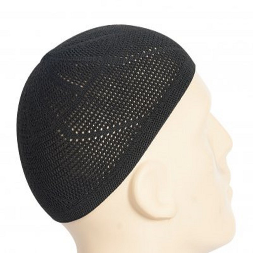Black knitted kufi hat - knitted,