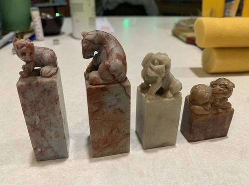 Set carved antique - set, 4