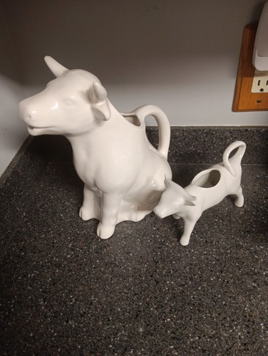 Vintage white ceramic cow - ceramic,